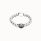 Beaded bracelet with oval faceted black crystal